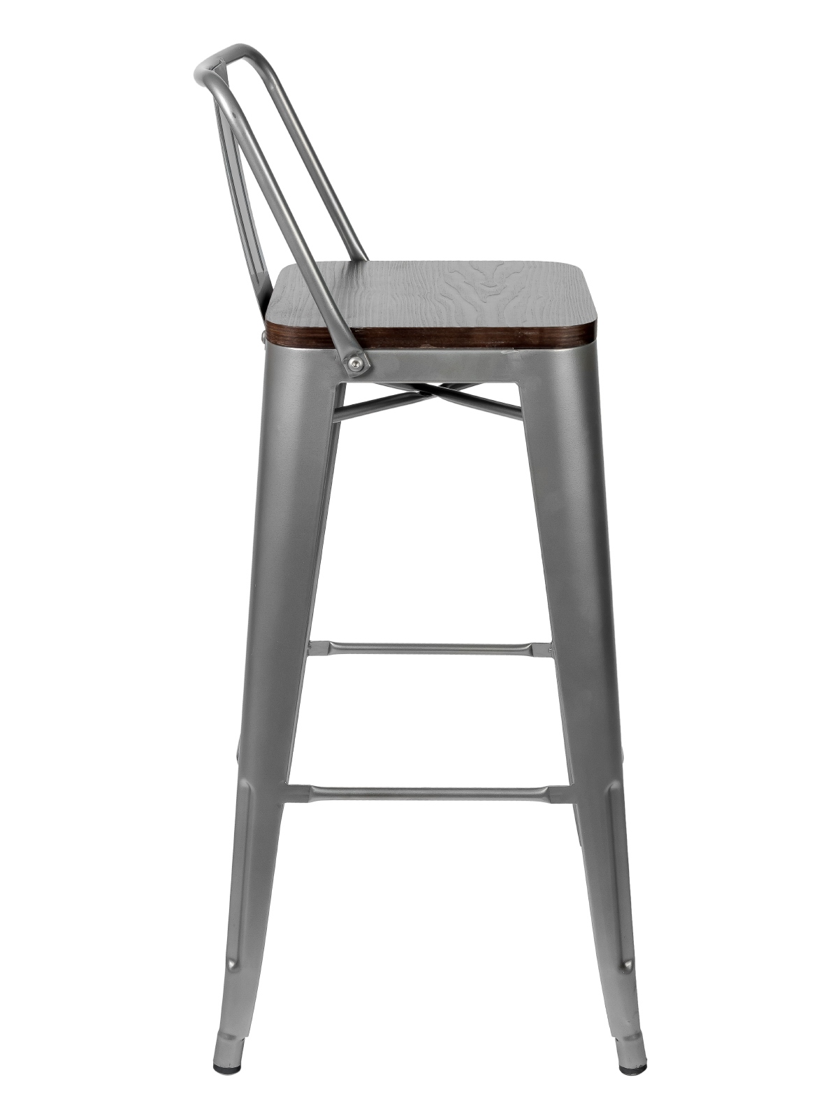 Стул барный "Толикс WOOD со спинкой серебристый матовый" - фото Стул барный "Толикс WOOD со спинкой серебристый матовый"